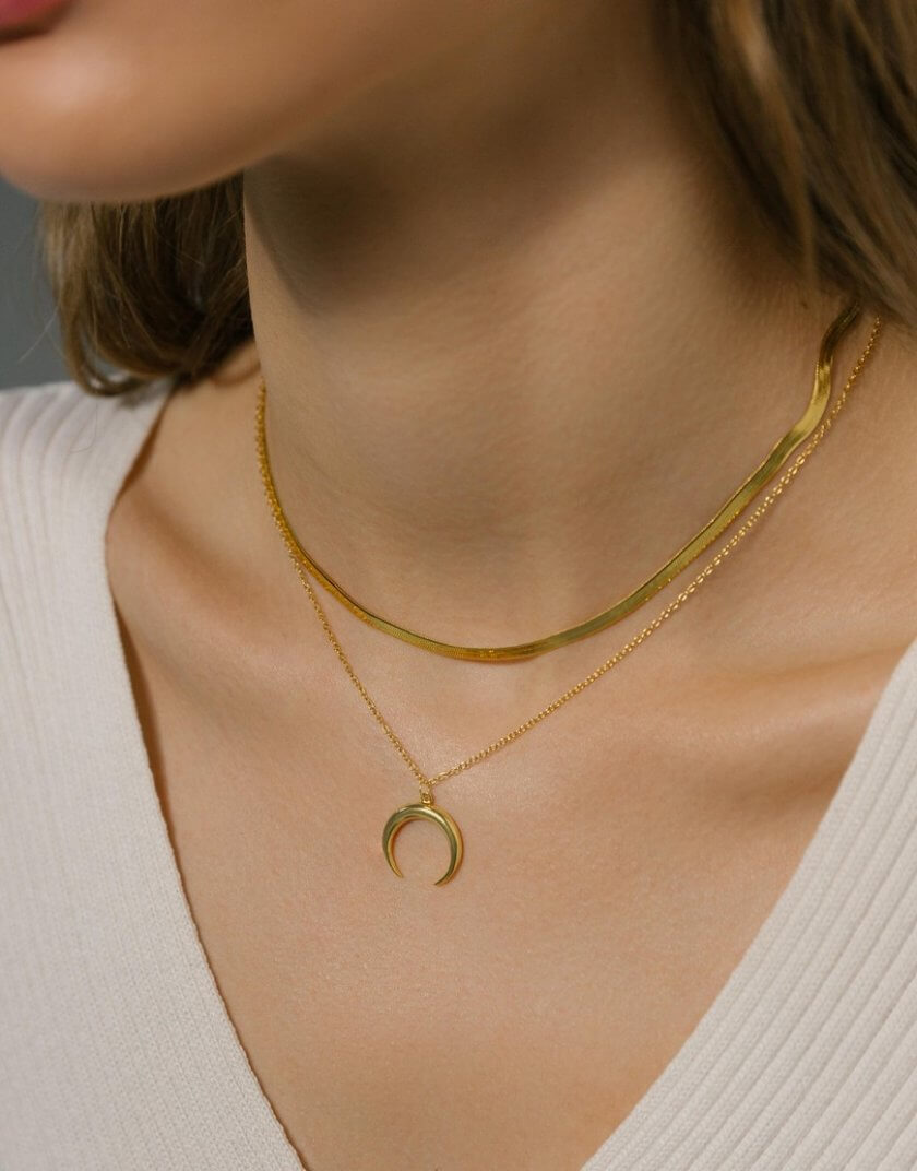 Кольє Crescent Moon in Gold SS_SN003, фото 1 - в интернет магазине KAPSULA