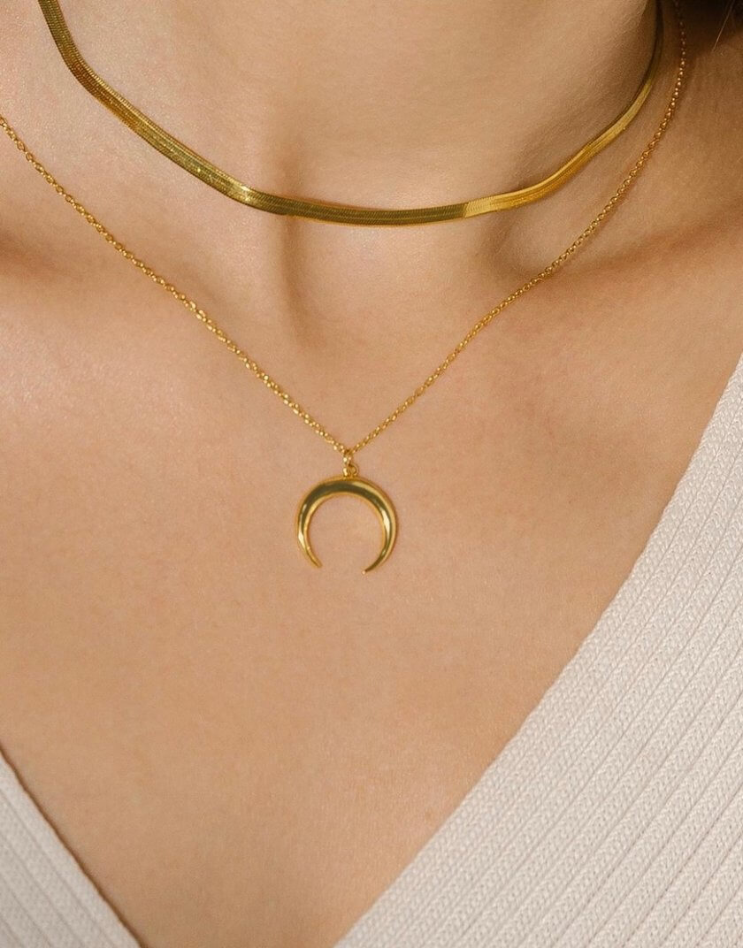 Кольє Crescent Moon in Gold SS_SN003, фото 1 - в интернет магазине KAPSULA