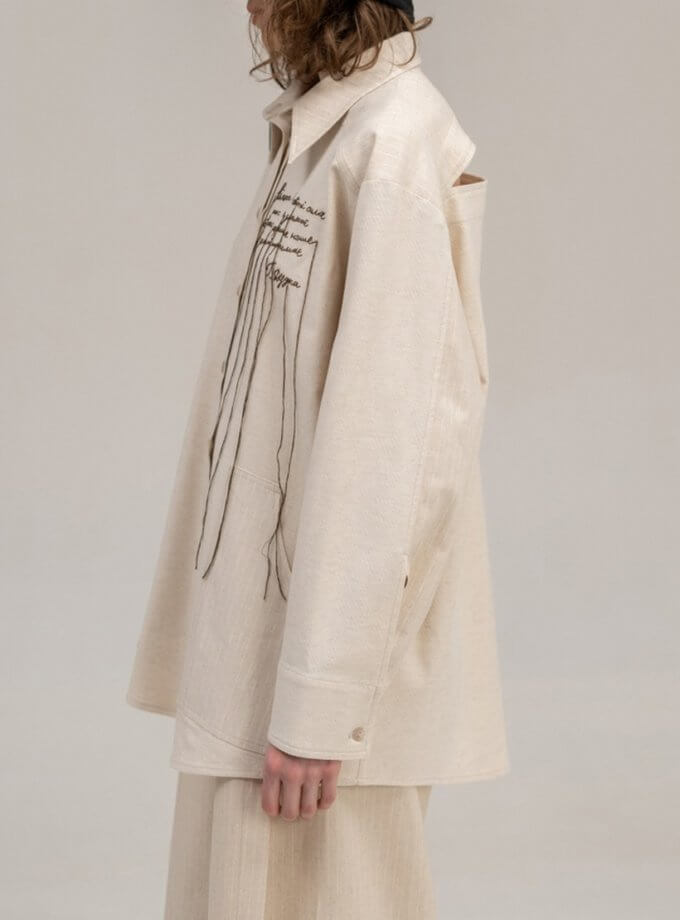 Сорочка бежева лляна з вишивкою SE_SE23Shrt_Bg, фото 1 - в интернет магазине KAPSULA