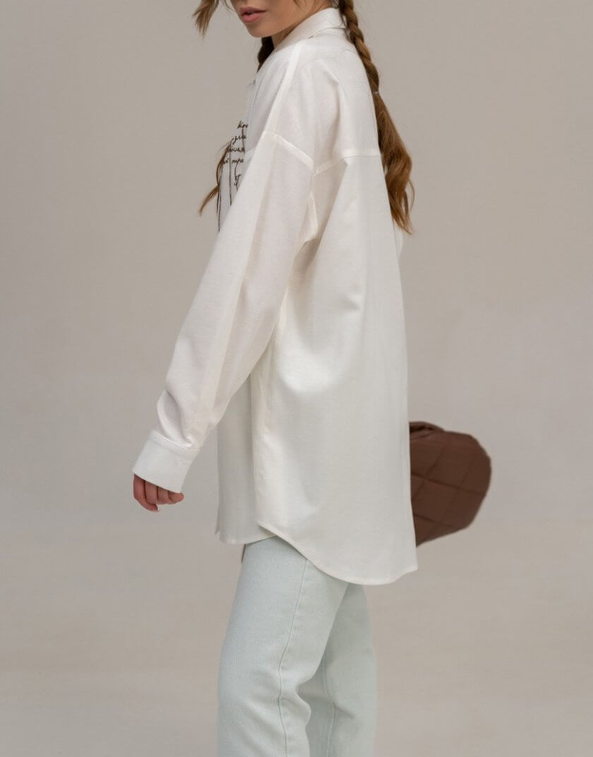 Сорочка з вишивкою оверсайз біла SE_SE23ShrtVrszEm_W, фото 1 - в интернет магазине KAPSULA