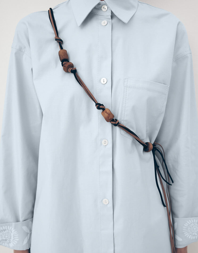 Блакитна довга котонова сорочка DG_F23_2, фото 1 - в интернет магазине KAPSULA