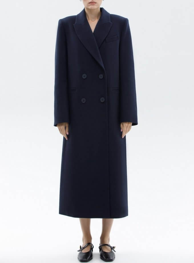 Вовняне пальто з об'ємними плечима WNDR_fw23_cdb_01, фото 1 - в интернет магазине KAPSULA