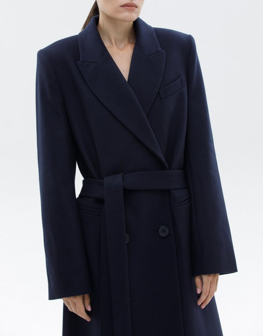 Вовняне пальто з об'ємними плечима WNDR_fw23_cdb_01, фото 1 - в интернет магазине KAPSULA