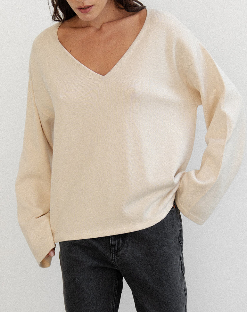 Джемпер Sidney кремовий WH_Sidney-sweater-cream-23, фото 1 - в интернет магазине KAPSULA