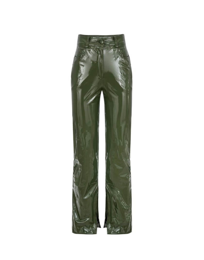 Штани лакові хакі RSC_PNT-leather-0017, фото 1 - в интернет магазине KAPSULA