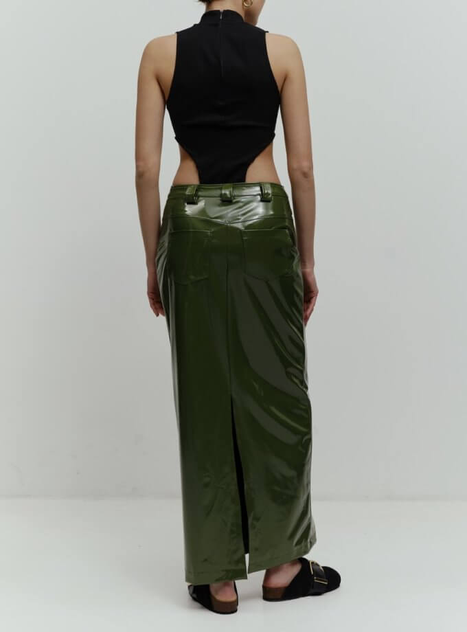 Спідниця лакова хакі RSC_Skirt-leather-004, фото 1 - в интернет магазине KAPSULA