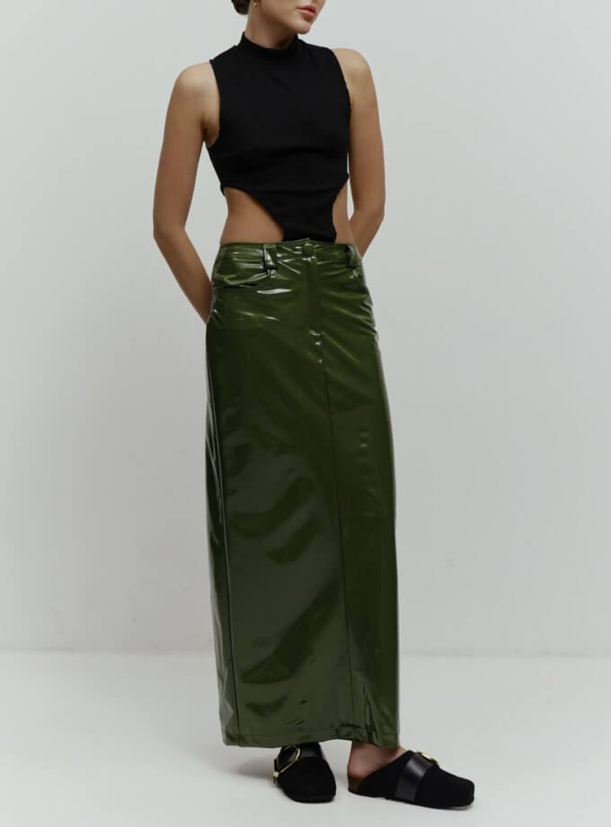 Спідниця лакова хакі RSC_Skirt-leather-004, фото 1 - в интернет магазине KAPSULA