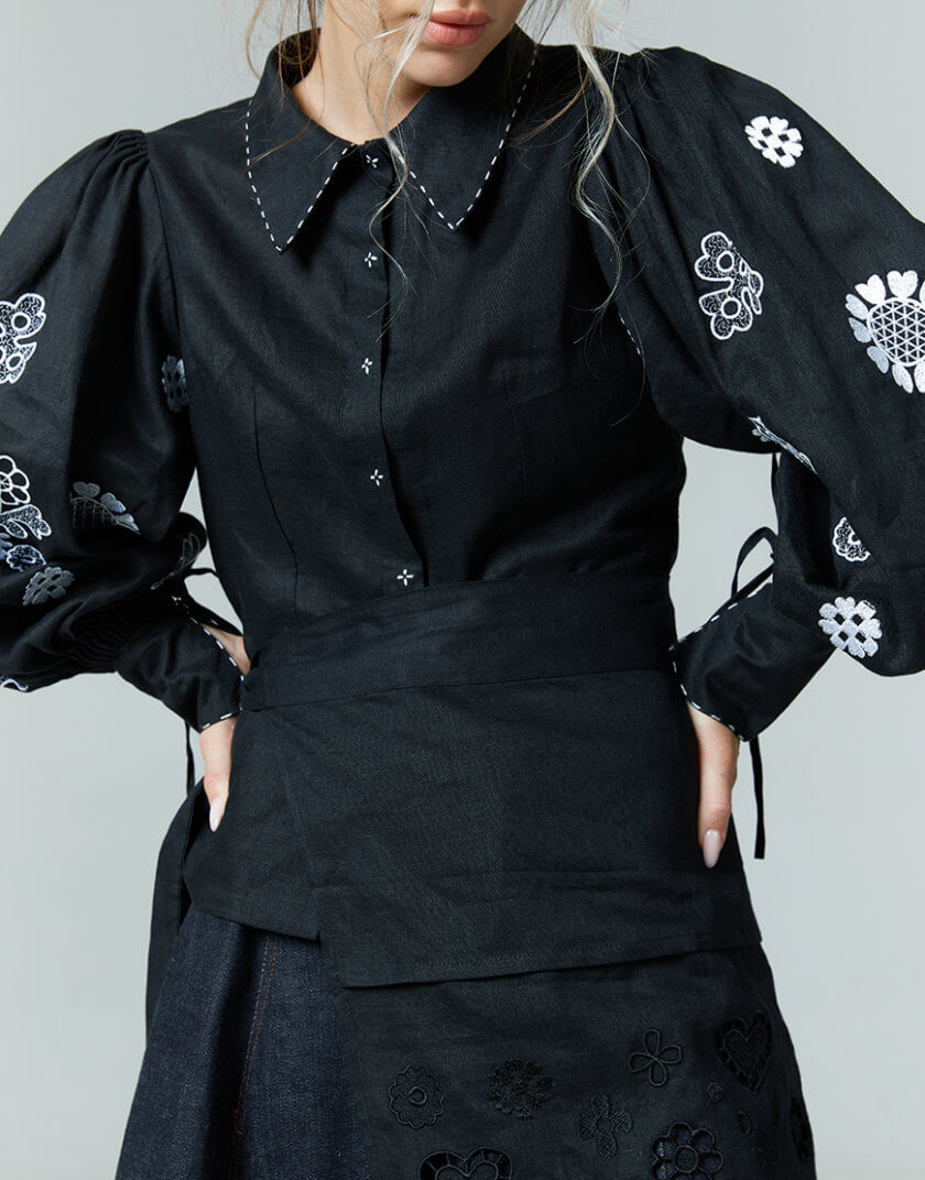 Жіноча блуза Ярослава чорна EMBR_2023_02, фото 1 - в интернет магазине KAPSULA