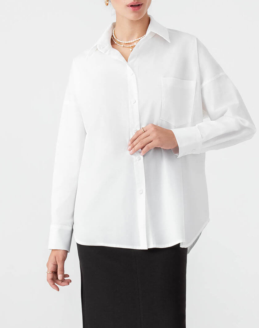 Сорочка з попліну біла MGN_2108WH, фото 1 - в интернет магазине KAPSULA
