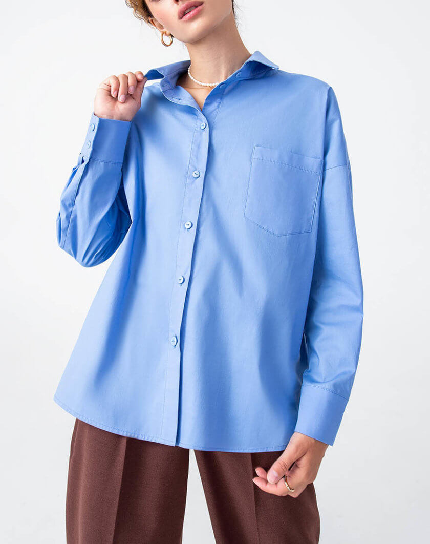 Сорочка з попліну блакитна MGN_2108BL, фото 1 - в интернет магазине KAPSULA