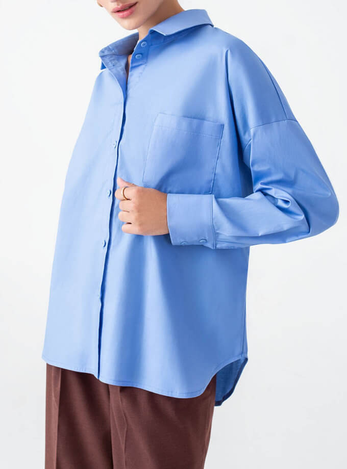 Сорочка з попліну блакитна MGN_2108BL, фото 1 - в интернет магазине KAPSULA