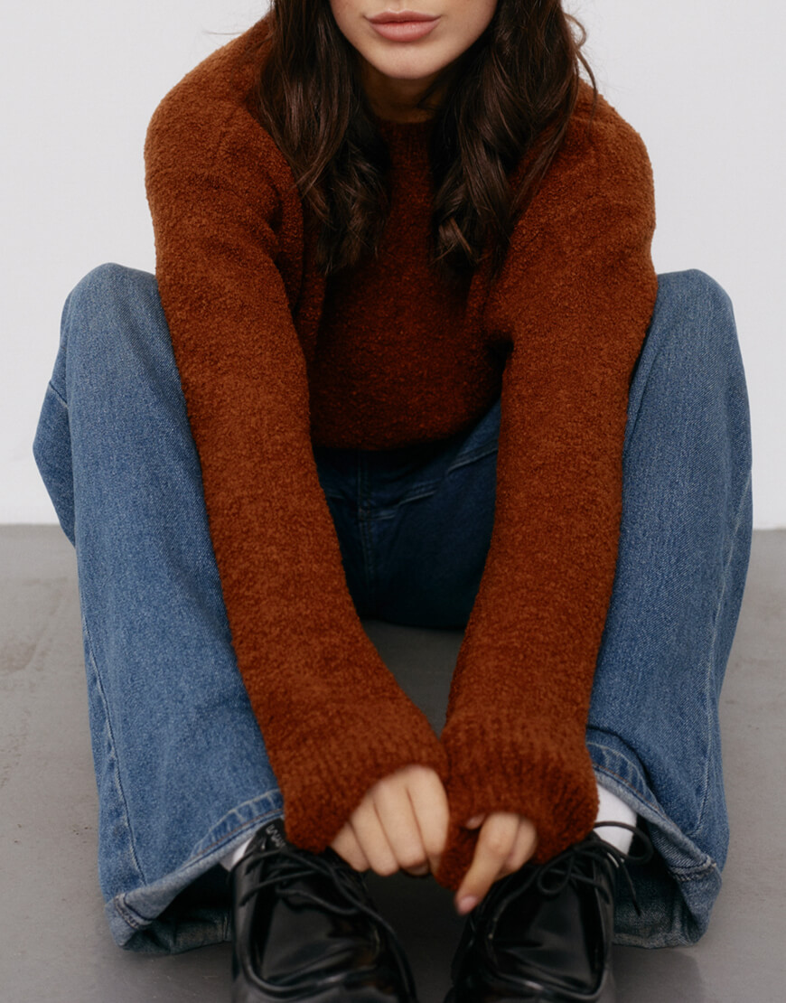 Светр фактурний теракот BLCN_1168, фото 1 Светр фактурний теракот BLCN_1168, фото 1 - в интернет магазине KAPSULA