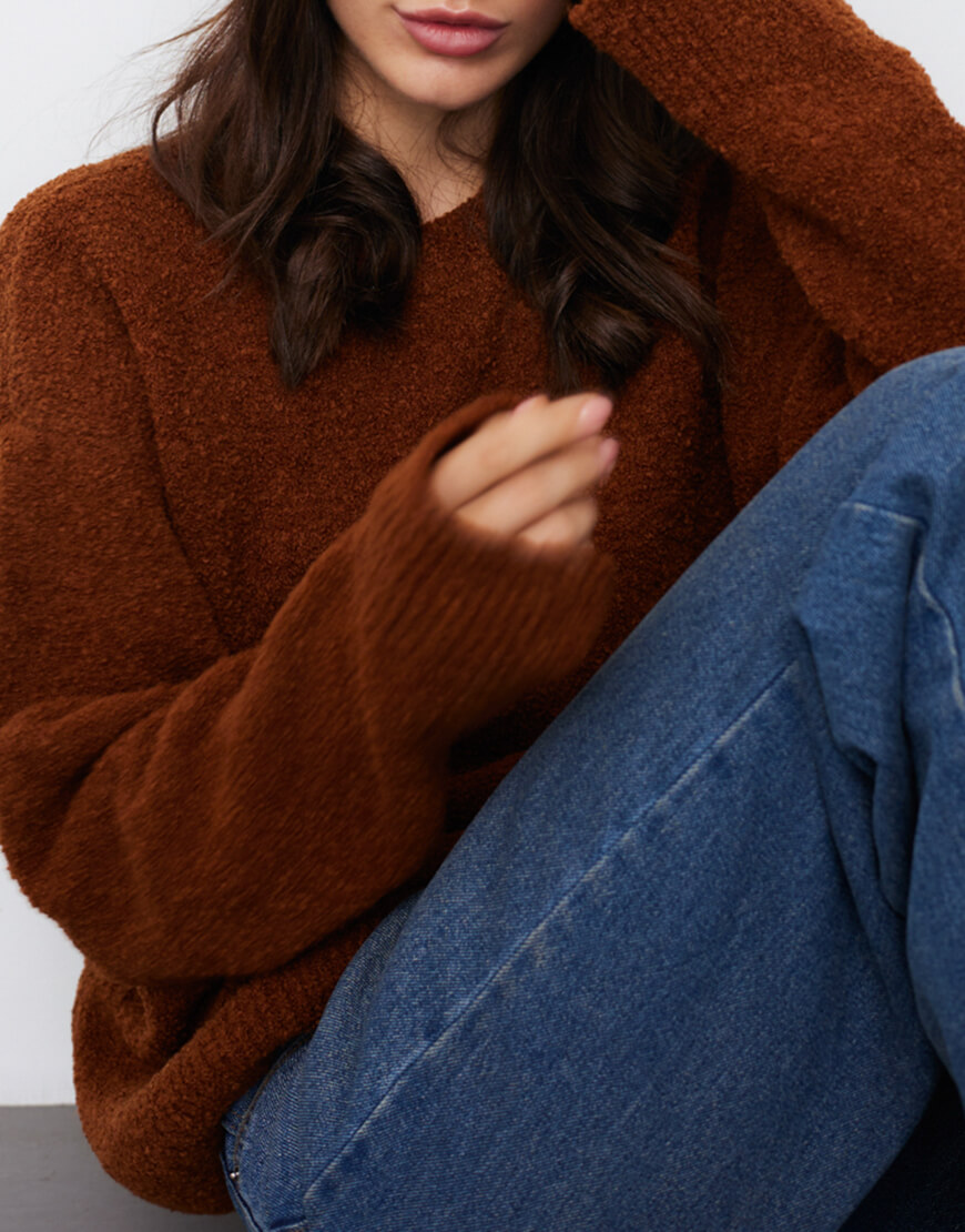 Светр фактурний теракот BLCN_1168, фото 1 Светр фактурний теракот BLCN_1168, фото 1 - в интернет магазине KAPSULA