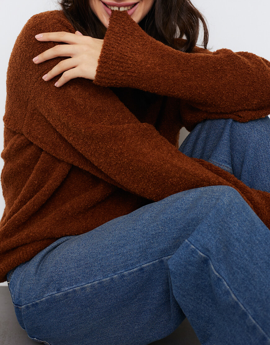 Светр фактурний теракот BLCN_1168, фото 1 Светр фактурний теракот BLCN_1168, фото 1 - в интернет магазине KAPSULA