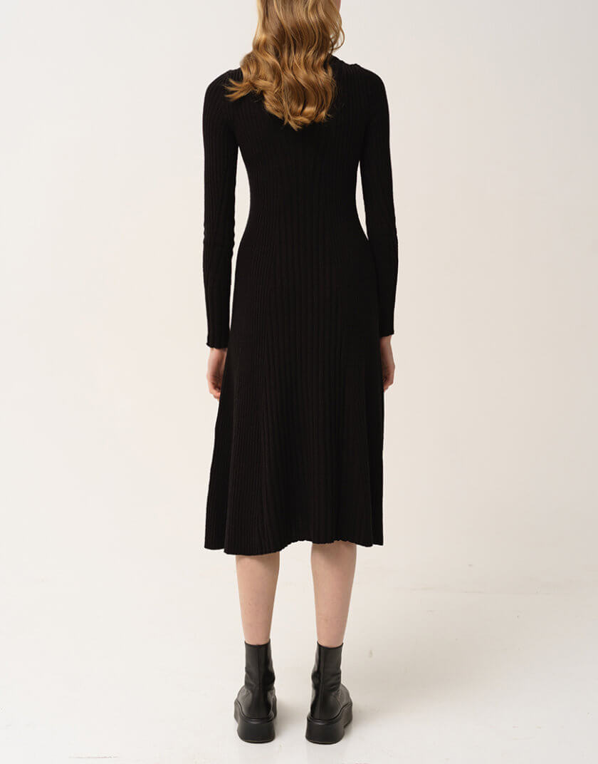 В'язана чорна сукня міді SIS_CO24_20385683, фото 1 - в интернет магазине KAPSULA