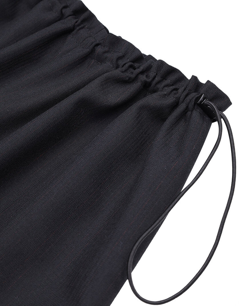 Штани на резинці чорні в смужку NOMA_612023, фото 1 - в интернет магазине KAPSULA
