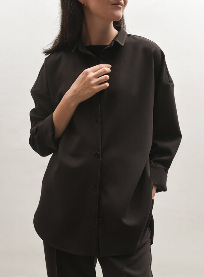 Сорочка костюмна коричнева ORO_931К_choco, фото 1 - в интернет магазине KAPSULA