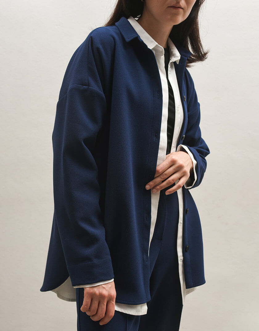 Сорочка костюмна темно-синя ORO_931К_navy, фото 1 - в интернет магазине KAPSULA
