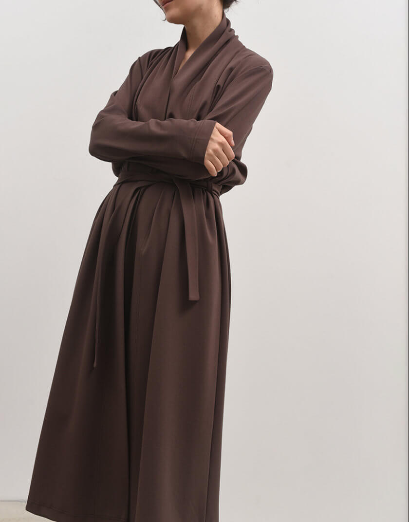 Сукня-кардиган коричнева ORO_74_midi_brown, фото 1 - в интернет магазине KAPSULA