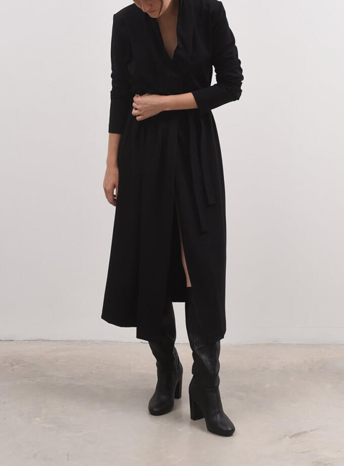 Сукня-кардиган чорна ORO_74_midi_black, фото 1 - в интернет магазине KAPSULA