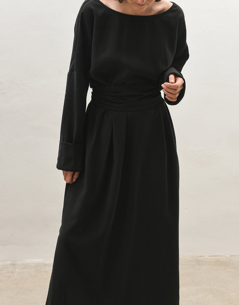 Сукня двостороння з широким поясом ORO_99_black, фото 1 - в интернет магазине KAPSULA