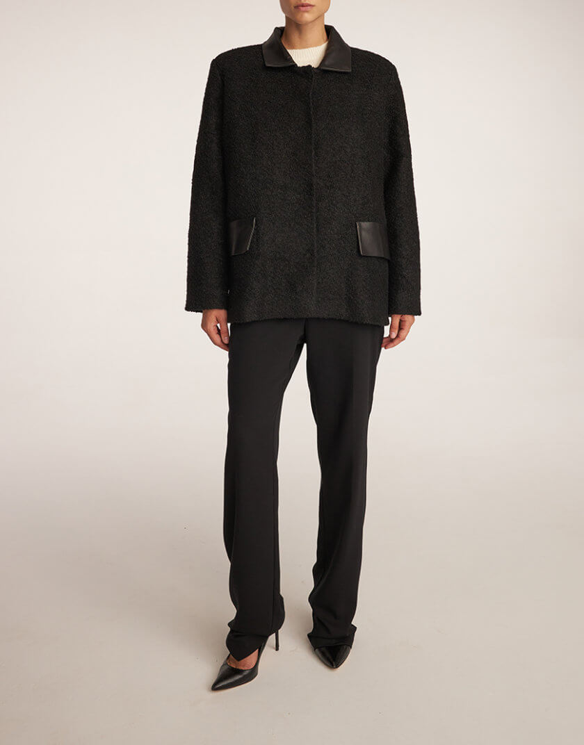 Куртка Teddy з натуральної вовни чорна ESSNC_TE23-6, фото 1 - в интернет магазине KAPSULA