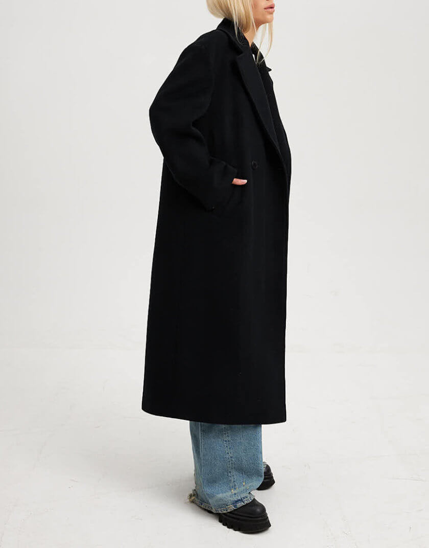 Чорне пальто з преміум вовни ESSNC_TE23-9, фото 1 - в интернет магазине KAPSULA