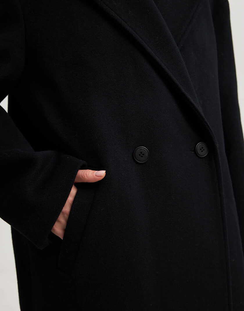 Чорне пальто з преміум вовни ESSNC_TE23-9, фото 1 - в интернет магазине KAPSULA