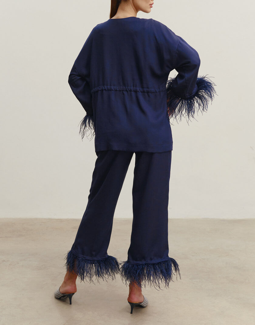 Евкаліптовий кімоно костюм із знімним пір'ям GC_FW2324_KKP, фото 1 - в интернет магазине KAPSULA