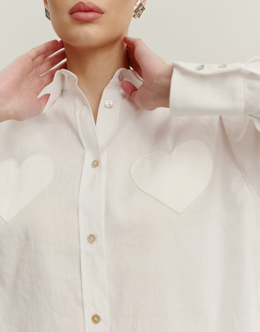 Конопляна сорочка з серцями із натурального шовку GC_FW2324_KSOR, фото 1 - в интернет магазине KAPSULA