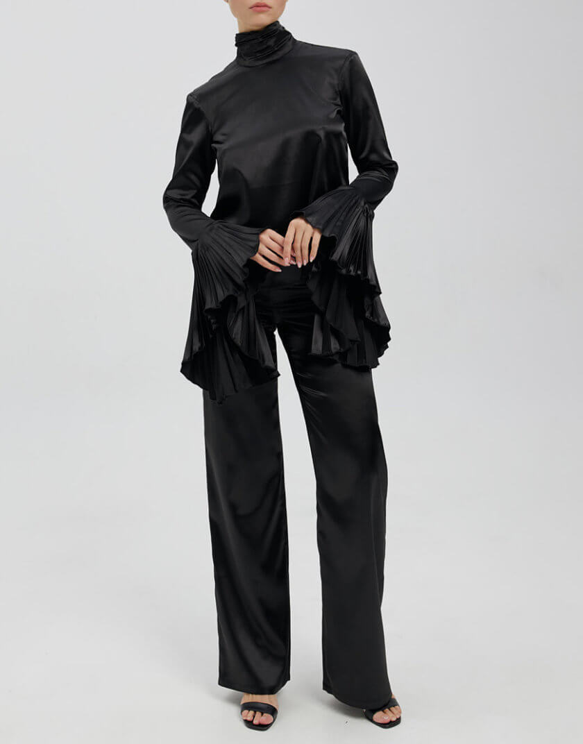 Костюм з блузою та штанами з віскози чорного кольору ESSNC_TE-23, фото 1 - в интернет магазине KAPSULA