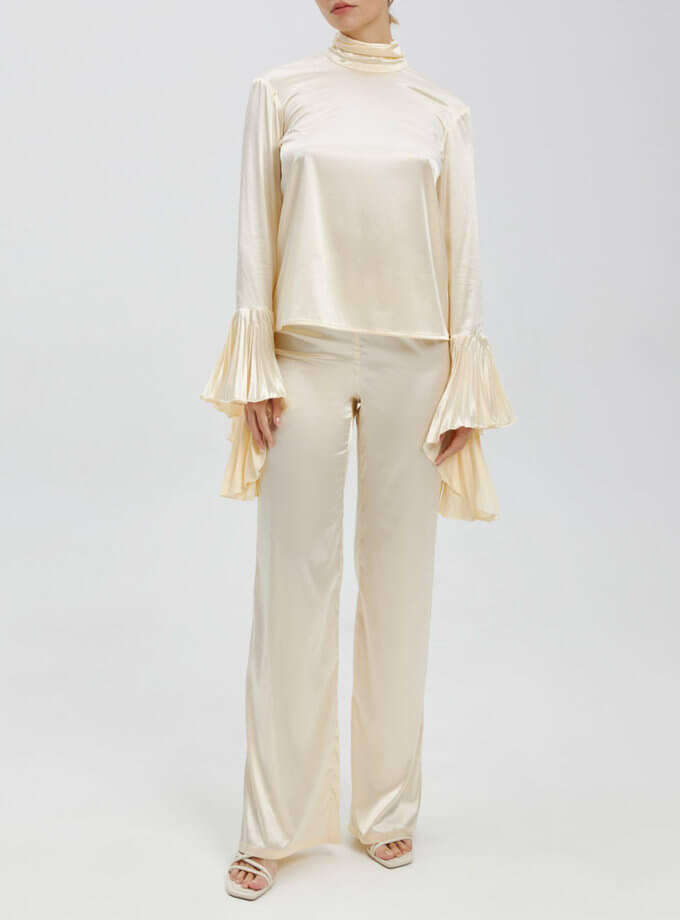 Костюм з блузою та штанами з віскози молочного кольору ESSNC_TE-24, фото 1 - в интернет магазине KAPSULA