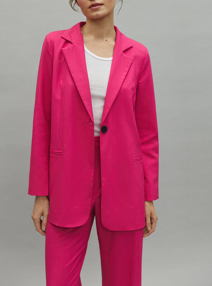 Однобортний піджак кольору фуксія ESSNC_TE23-13, фото 1 - в интернет магазине KAPSULA