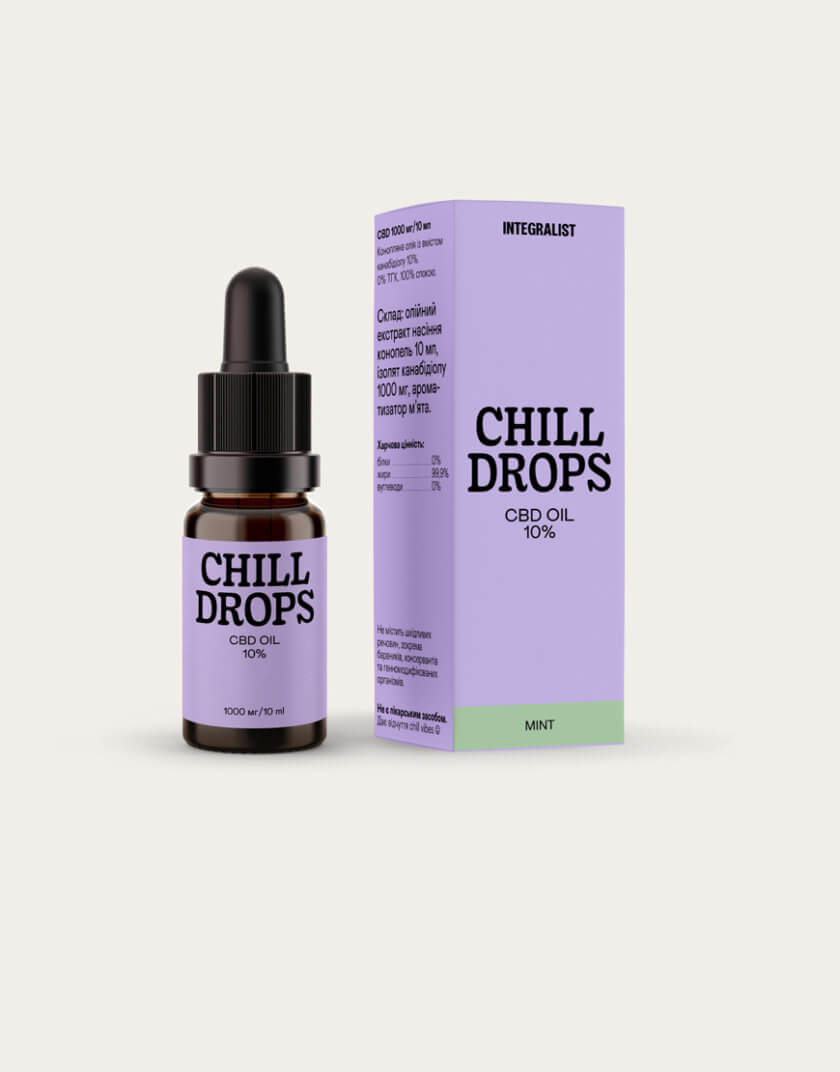 Олія CBD Chill Drops 10% Mint INTGR_CB10MN, фото 1 - в интернет магазине KAPSULA