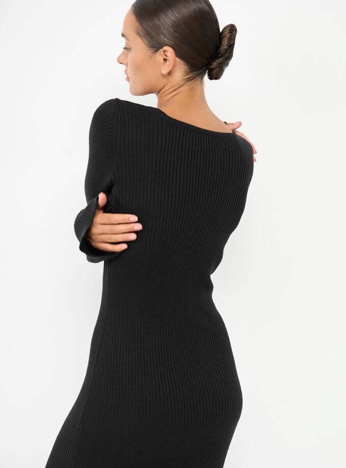 Сукня міді чорна SVR_JR-1204, фото 1 - в интернет магазине KAPSULA