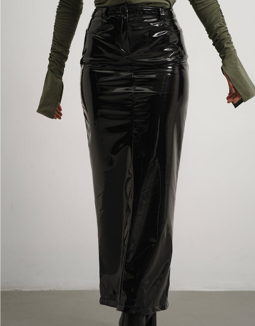 Спідниця лакова чорна RSC_Skirt-leather-004-blck, фото 1 - в интернет магазине KAPSULA