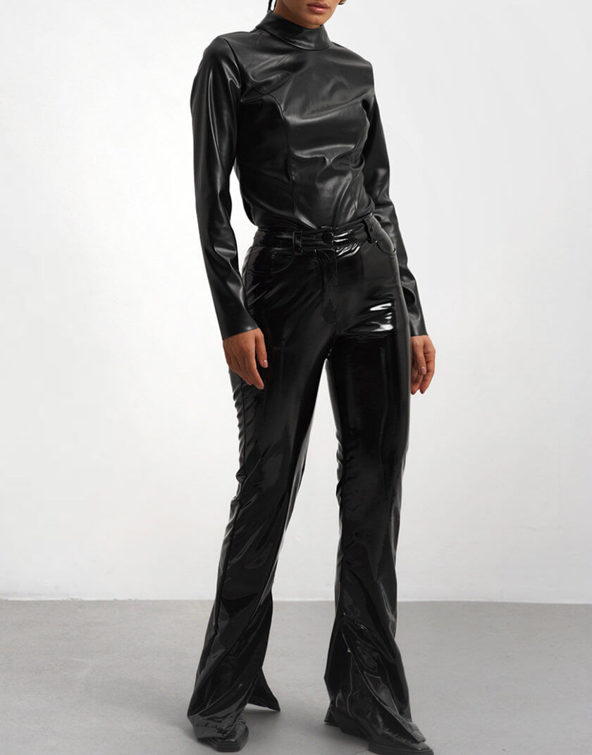 Штани лакові чорні RSC_PNT-leather-0017-blck, фото 1 - в интернет магазине KAPSULA