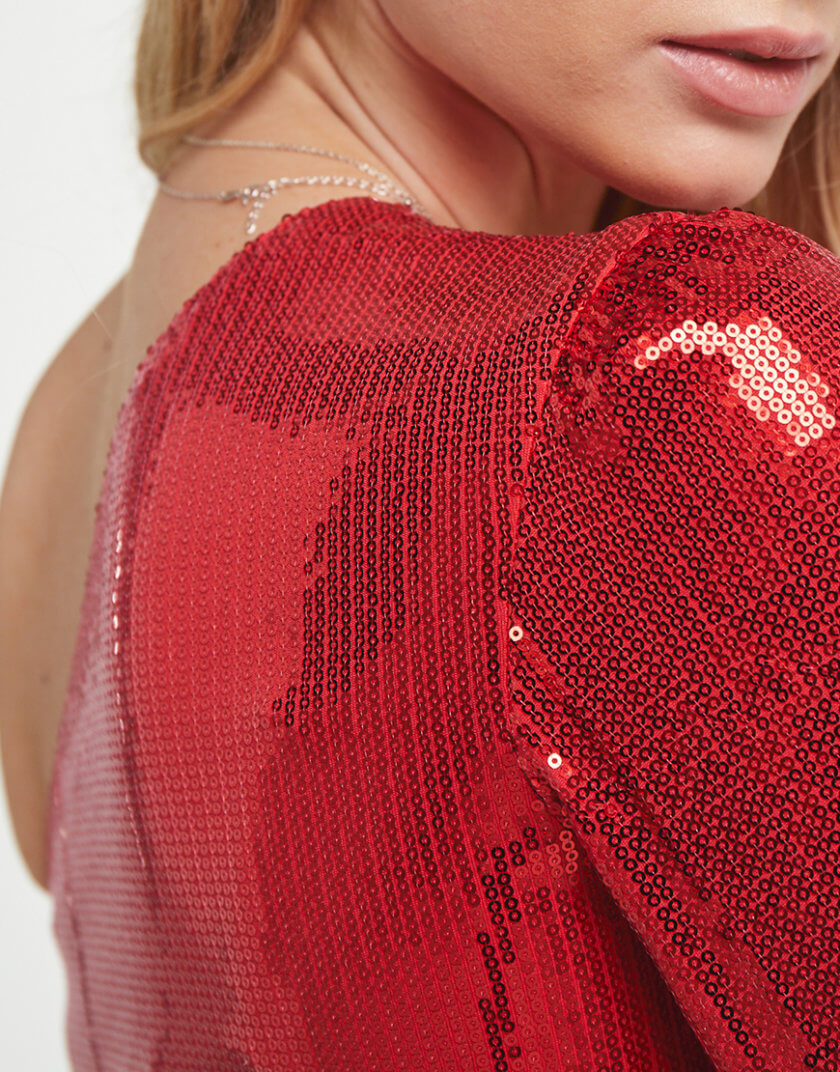 Сукня з паєтками асиметрична червона MRND_N10, фото 1 - в интернет магазине KAPSULA