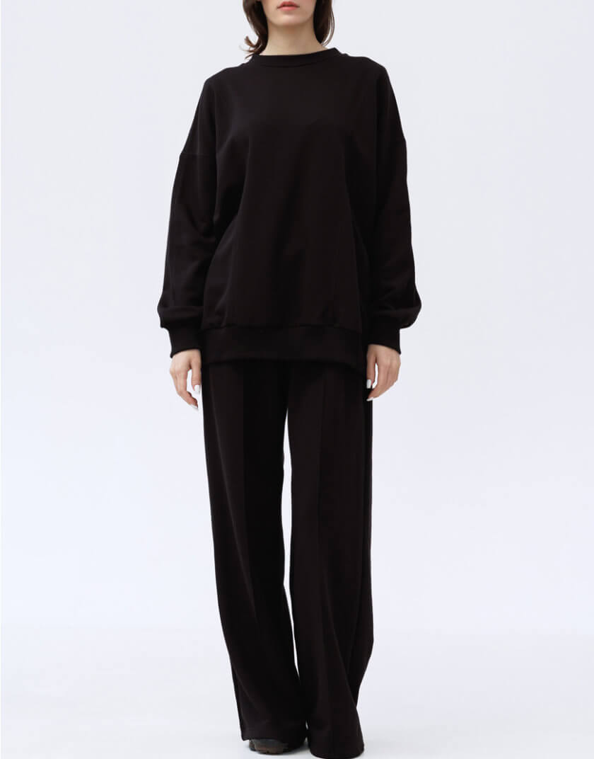 Трикотажний костюм з відстрочками Effortless Pants Suit 1314_34-Black, фото 1 - в интернет магазине KAPSULA
