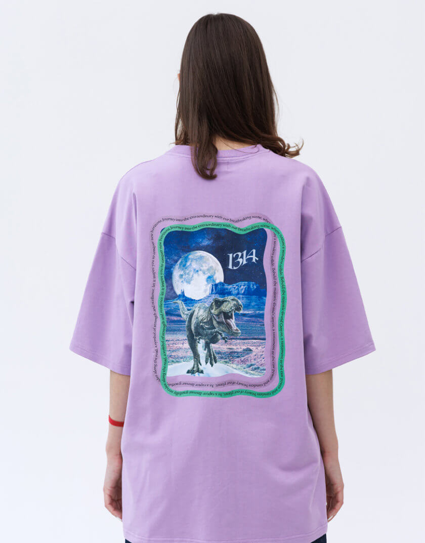 Футболка унісекс Strength T-shirt з вишивкою та принтом на спині 1314_1- Lavender Print, фото 1 - в интернет магазине KAPSULA