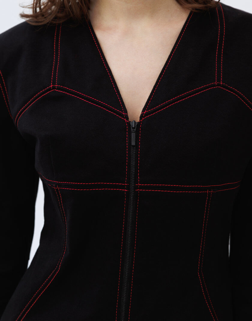Чорна напівприталена сукня міні Magnetism Dress 1314_32-BlackPinkneon, фото 1 - в интернет магазине KAPSULA