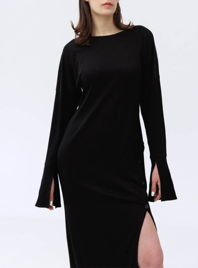 Чорна напівприталена сукня максі Attraction Dress 1314_28-Black, фото 1 - в интернет магазине KAPSULA