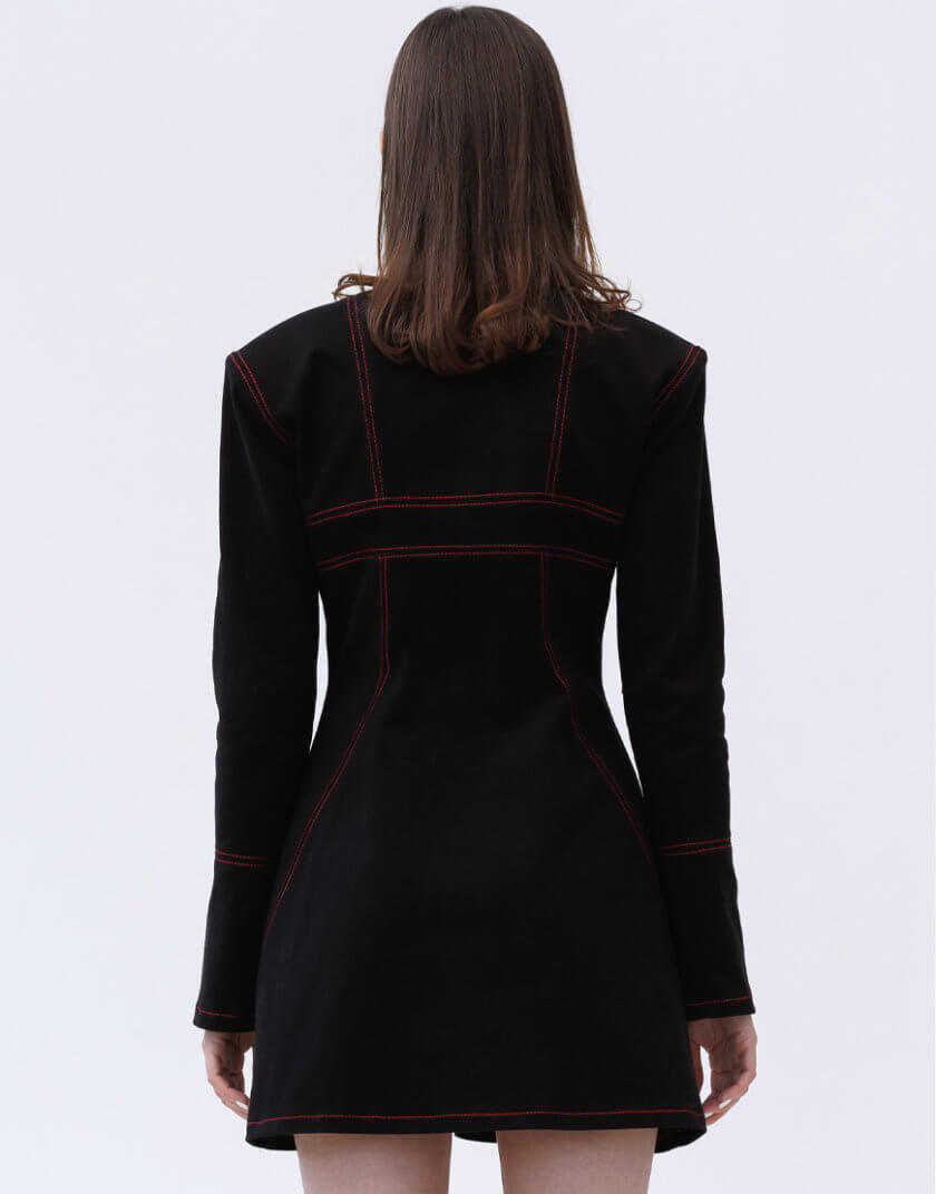Чорна напівприталена сукня міні Magnetism Dress 1314_32-BlackPinkneon, фото 1 - в интернет магазине KAPSULA