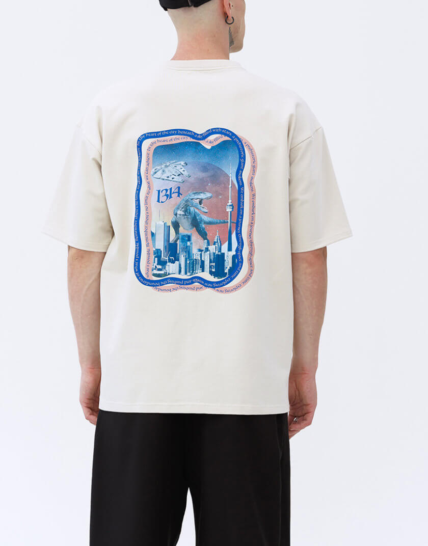 Футболка Strength T-shirt з вишивкою та принтом на спині 1314_13-Beige-Print, фото 1 - в интернет магазине KAPSULA