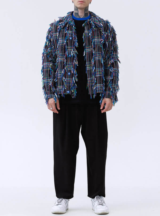 Різнокольорова твідова куртка - бомбер Phoenix jacket 1314_01-Indigo Multicolor, фото 1 - в интернет магазине KAPSULA