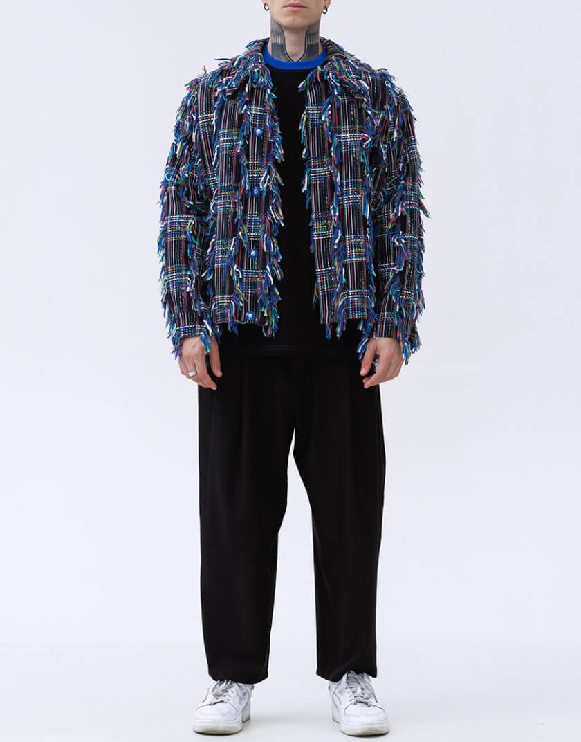 Різнокольорова твідова куртка - бомбер Phoenix jacket 1314_01-Indigo&Multicolor, фото 1 - в интернет магазине KAPSULA