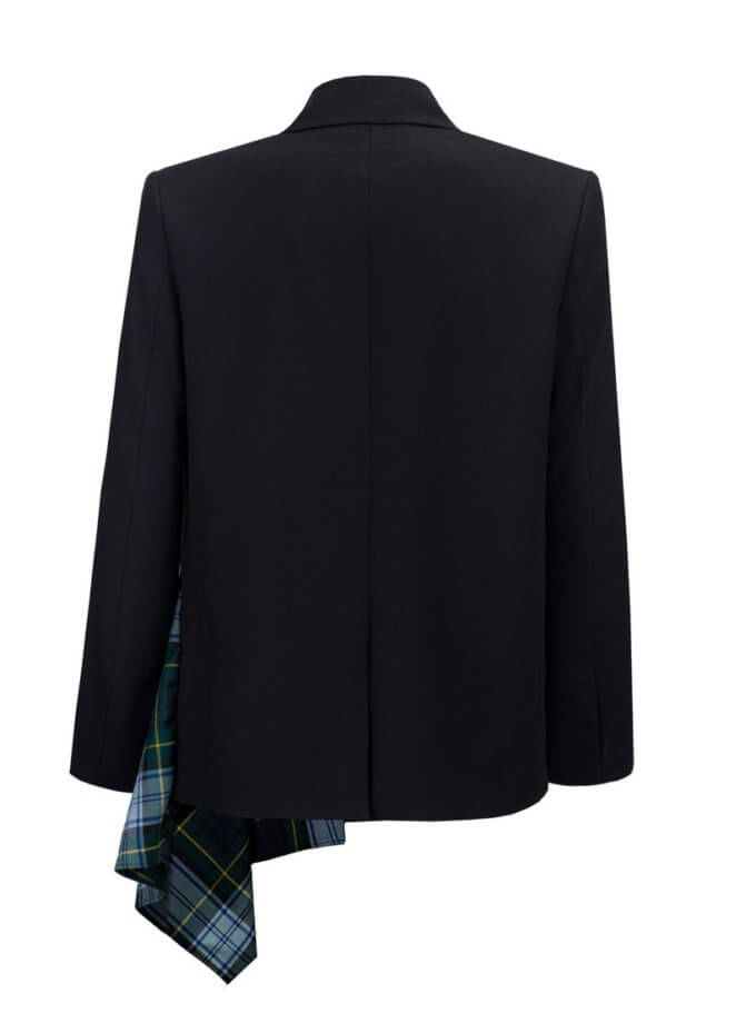 Двобортний піджак унісекс Liberty blazer з контрасною декоративною вставкою 1314_04-BlackandCheck, фото 1 - в интернет магазине KAPSULA