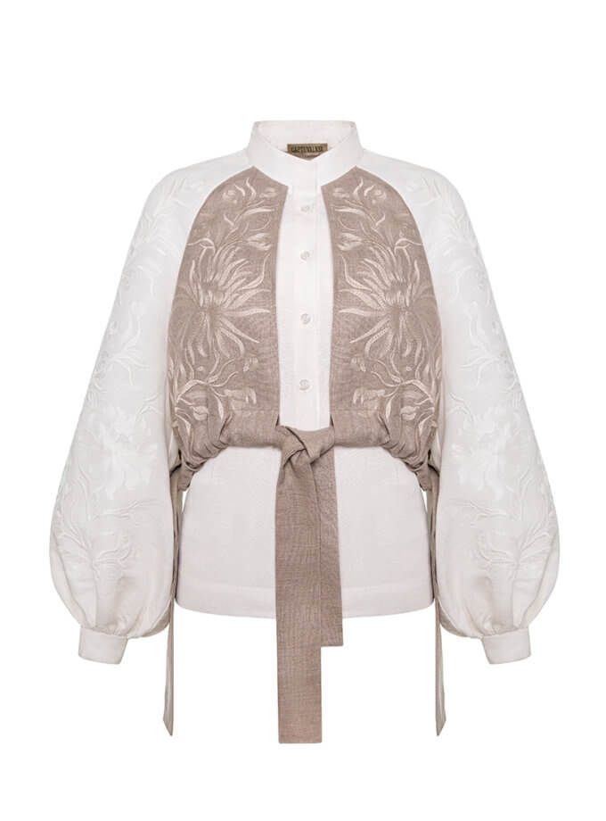 Блуза з кептариком Яворівський дивоцвіт, світлий орнамент GPTV_GA_AA_1312, фото 1 - в интернет магазине KAPSULA