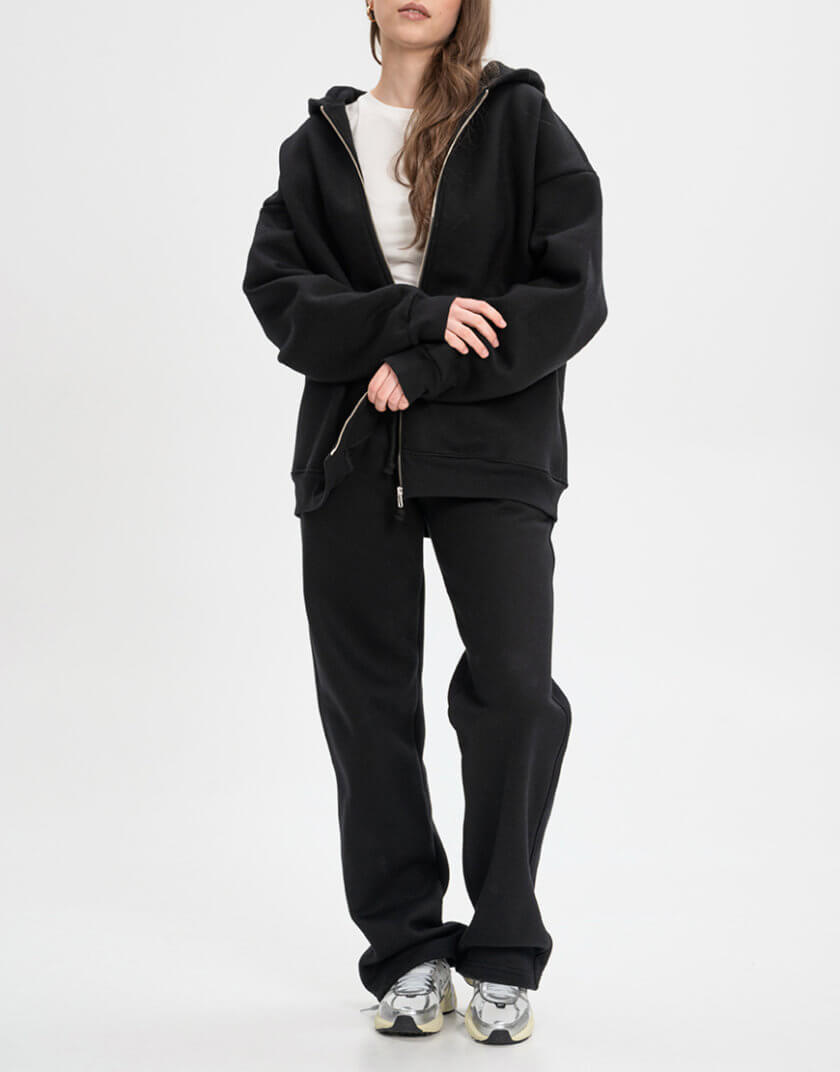 Зіп-худі бавовняне зимове чорне US-000215, фото 1 - в интернет магазине KAPSULA