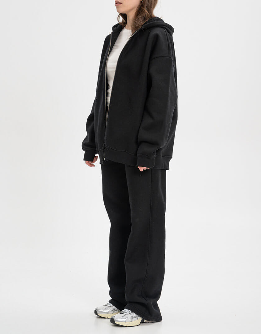 Штани прямі бавовняні зимові чорні US-000219, фото 1 - в интернет магазине KAPSULA